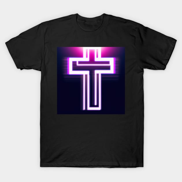 Neon digital cross T-Shirt by SJG-digital